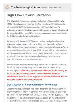 High Flow Revascularization