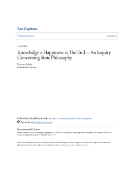 Is the Endâ•Flan Inquiry Concerning Stoic Philosophy