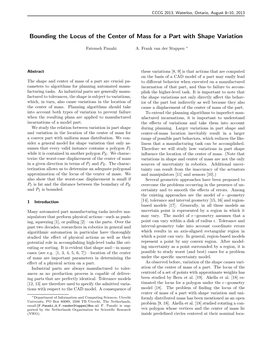 Bounding the Locus of the Center of Mass for a Part with Shape Variation