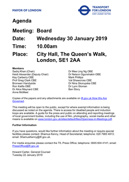 Tfl Board Papers for 30 January 2019