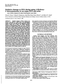 Oxidative Damage to DNA During Aging: 8-Hydroxy- 2'-Deoxyguanosine in Rat Organ DNA and Urine