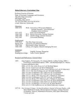 Helen Fehervary's CV