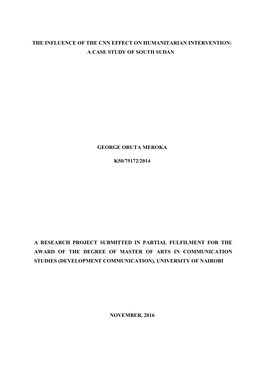 The Influence of the Cnn Effect on Humanitarian Intervention: a Case Study of South Sudan