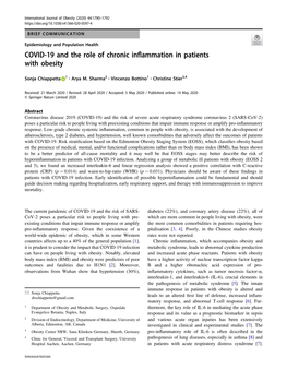 COVID-19 and the Role of Chronic Inflammation in Patients with Obesity