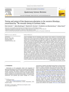 Timing and Extent of Late Quaternary Glaciation in the Western Himalaya Constrained by 10Be Moraine Dating in Garhwal, India