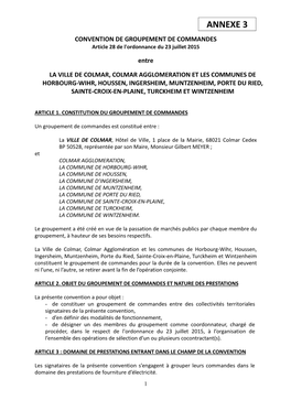 ANNEXE 3 CONVENTION DE GROUPEMENT DE COMMANDES Article 28 De L'ordonnance Du 23 Juillet 2015