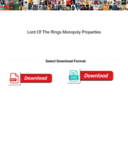 Lord of the Rings Monopoly Properties