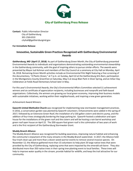 City of Gaithersburg Press Release