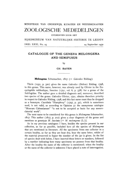 Zoologische Mededelingen