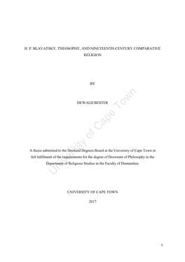 H.P Blavatsky, Theosophy, and Nineteenth-Century Comparative Religion