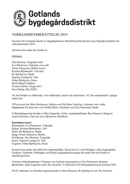 Verksamhetsberättelse 2019