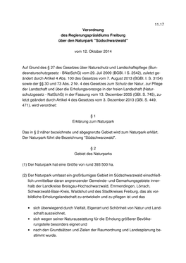 11.17 Verordnung Über Den Naturpark Südschwarzwald