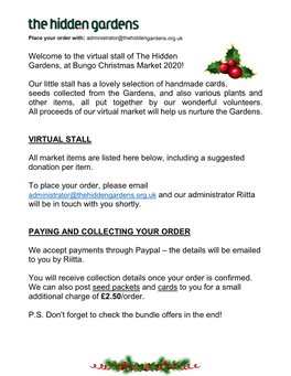 The Virtual Stall of the Hidden Gardens, at Bungo Christmas Market 2020!