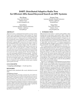 DART: Distributed Adaptive Radix Tree for Efficient Affix-Based