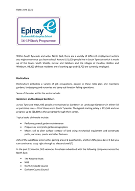 June 2021 Within South Tyneside and Wider North East