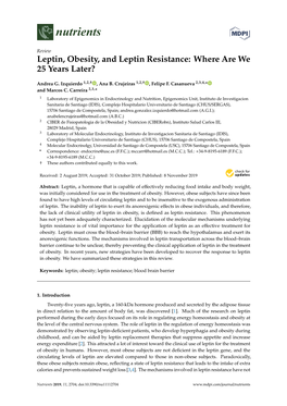 Leptin, Obesity, and Leptin Resistance: Where Are We 25 Years Later?