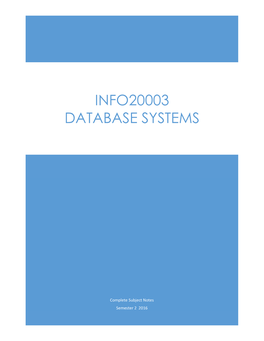 Info20003 Database Systems