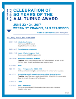 Celebration of 50 Years of the A.M. Turing Award