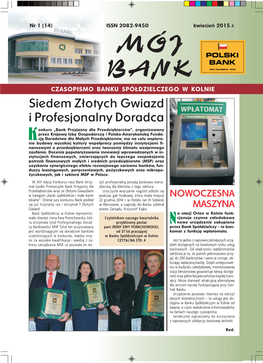 MÓJ BANK CZASOPISMO BANKU SPÓŁDZIELCZEGO W KOLNIE Siedem Złotych Gwiazd I Profesjonalny Doradca