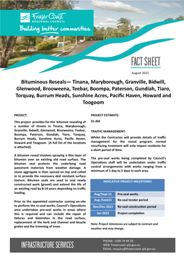 Bituminous Reseals— Tinana, Maryborough, Granville, Bidwill