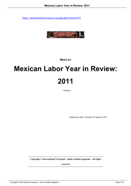 Mexican Labor Year in Review: 2011