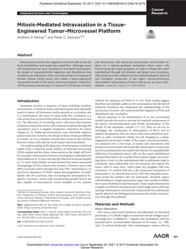 Mitosis-Mediated Intravasation in a Tissue-Engineered Tumor−Microvessel Platform