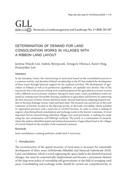 GLL/2020.1.115 GLL Geomatics, Landmanagement and Landscape No