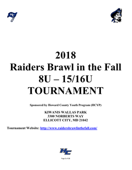 2018 Raiders Brawl in the Fall 8U – 15/16U TOURNAMENT