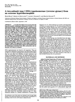 A Two-Subunit Type I DNA Topoisomerase (Reverse Gyrase) from an Extreme Hyperthermophile