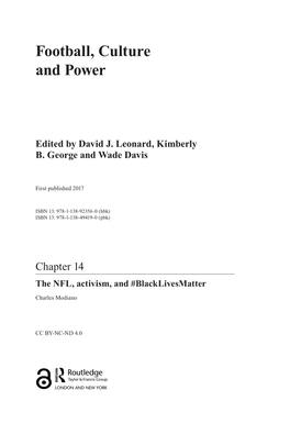 Chapter 14 the NFL, Activism, and #Blacklivesmatter