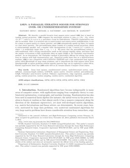 A Parallel Iterative Solver for Strongly Over- Or Underdetermined Systems∗