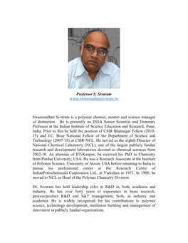 Professor S. Sivaram