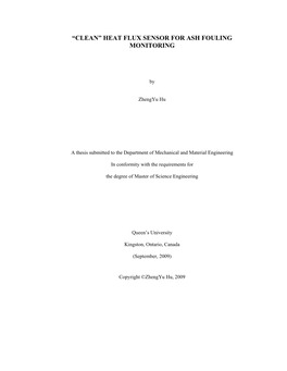 Heat Flux Sensor for Ash Fouling Monitoring