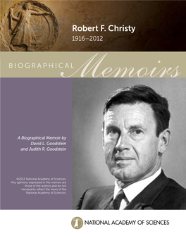 Robert F. Christy 1916–2012