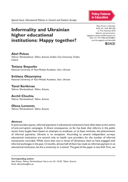 Informality and Ukrainian Higher Educational Institutions