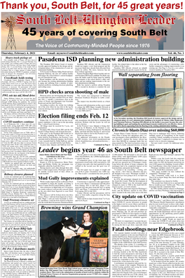 South Belt-Ellington Leader Thursday, February 4, 2021