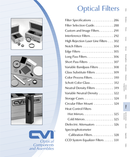 Optical Filters Intro Windows Filter Specifications