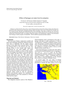 Effect of Barrages on Water Level in Estuaries