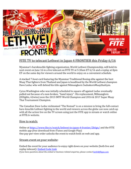 FITE TV to Telecast Lethwei in Japan 4 FRONTIER This Friday 6/16