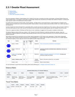 2.3.1 Gwadar Road Assessment