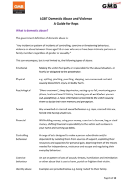 LGBT Domestic Abuse and Violence a Guide for Reps