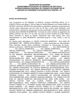 Secretaria De Governo Departamento Estadual De Trânsito De São Paulo Superintendência Regional De Trânsito De Barretos Sp Un