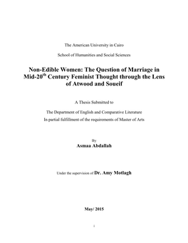 The Question of Marriage in Mid-20 Century Feminist Thought Through