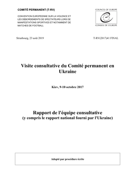 Visite Consultative Du Comité Permanent En Ukraine Rapport De L