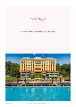 Grand Hotel Tremezzo, Lake Como