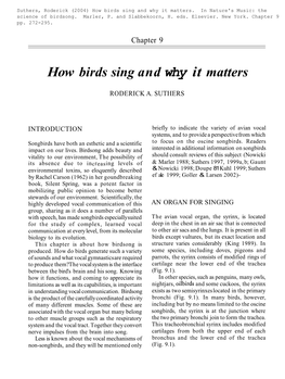 How Birds Sing and Why It Matters