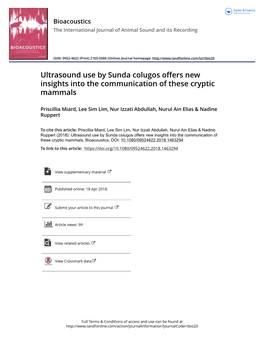 Ultrasound Use by Sunda Colugos Offers New Insights Into the Communication of These Cryptic Mammals