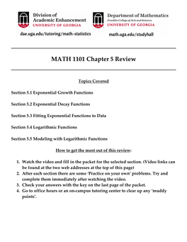 MATH 1101 Chapter 5 Review