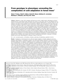 From Genotype to Phenotype: Unraveling the Complexities of Cold Adaptation in Forest Trees1