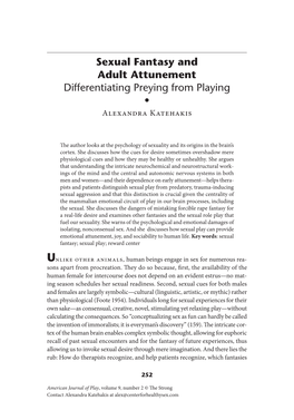 Sexual Fantasy and Adult Attunement Differentiating Preying from Playing • Alexandra Katehakis